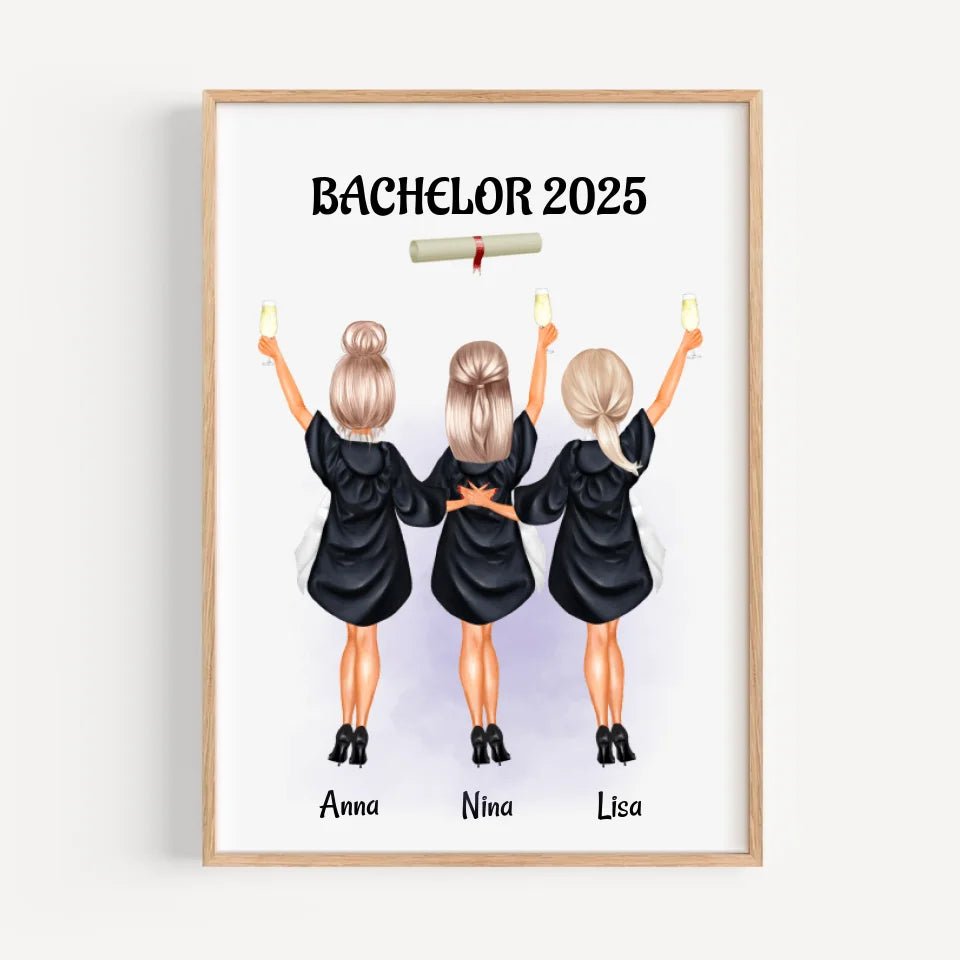 3 Freundinnen Abschluss Poster personalisiert - Cantty