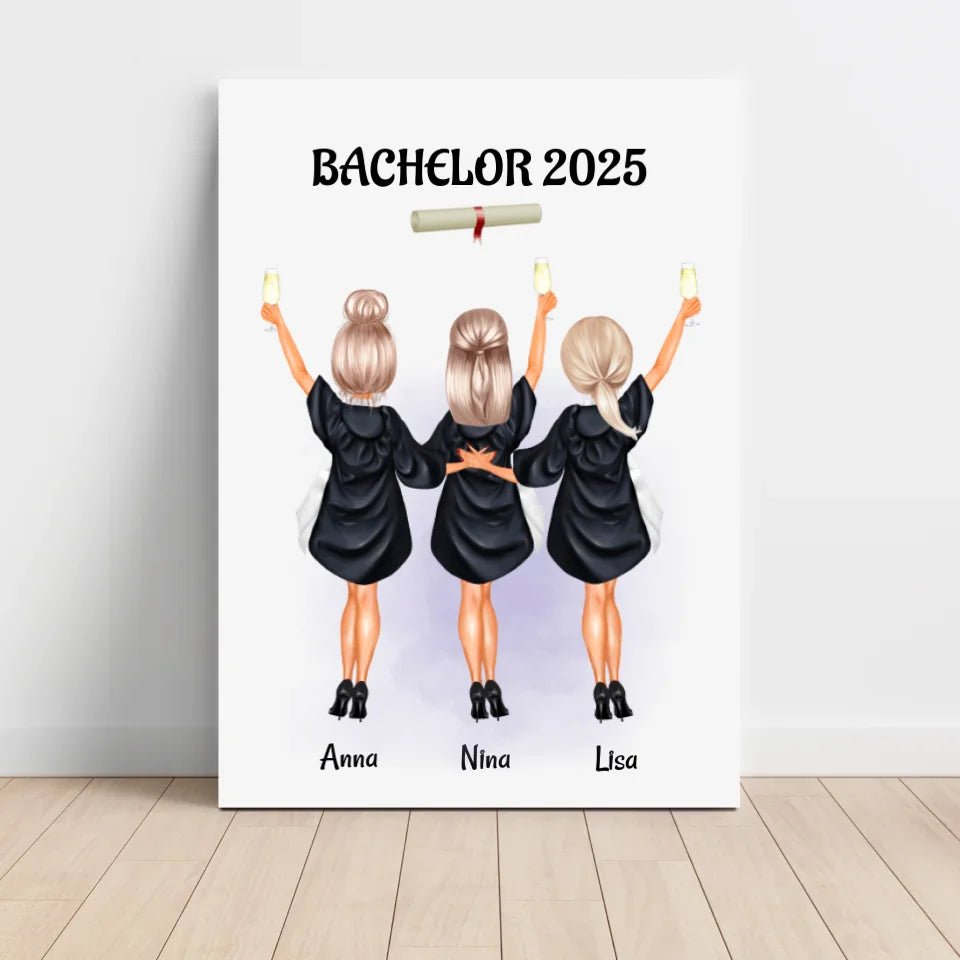 3 Freundinnen Abschluss Poster personalisiert - Cantty