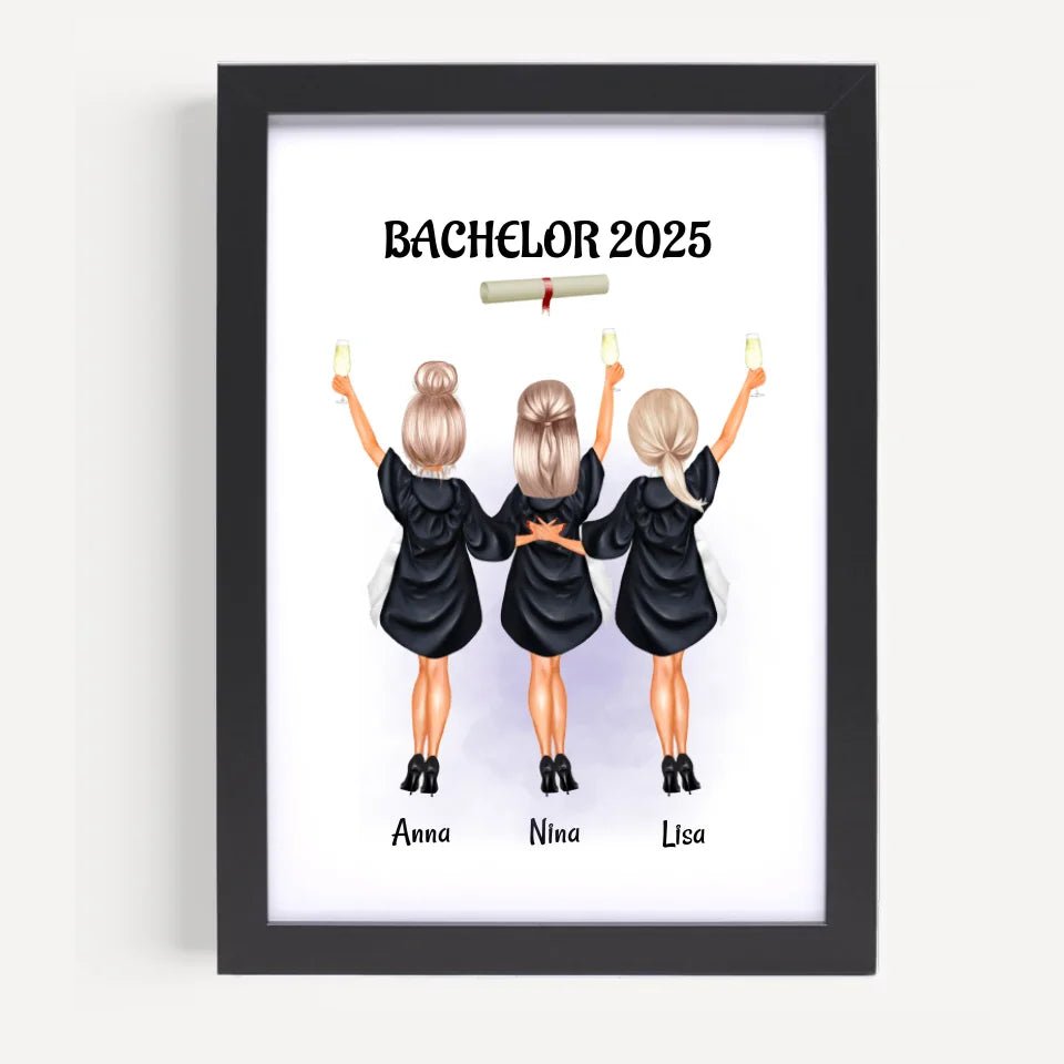 3 Freundinnen Abschluss Poster personalisiert - Cantty