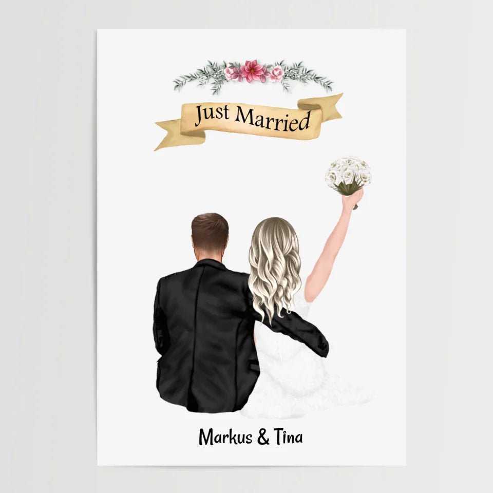 Hochzeitspaar Poster Geschenk personalisiert - Cantty