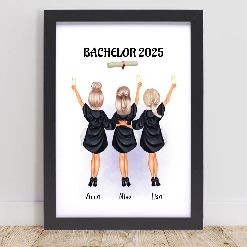 3 Freundinnen Abschluss Poster personalisiert - Cantty