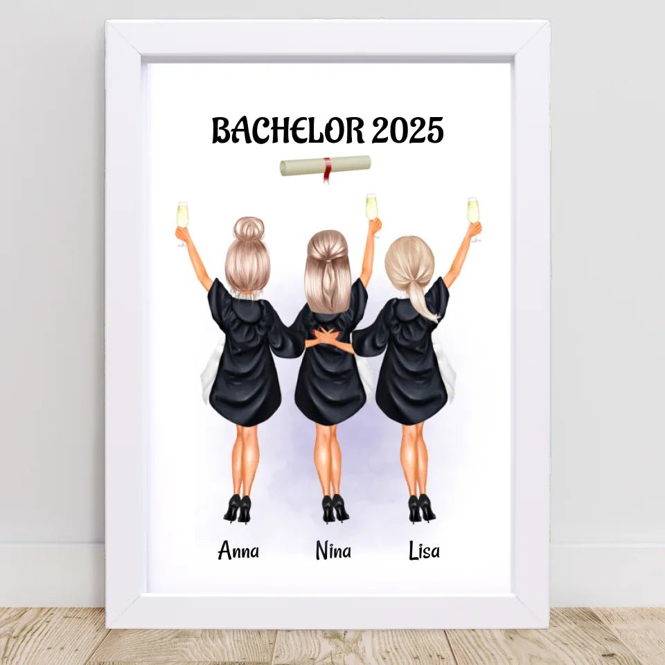 3 Freundinnen Abschluss Poster personalisiert - Cantty