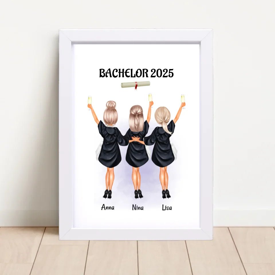 3 Freundinnen Abschluss Poster personalisiert - Cantty