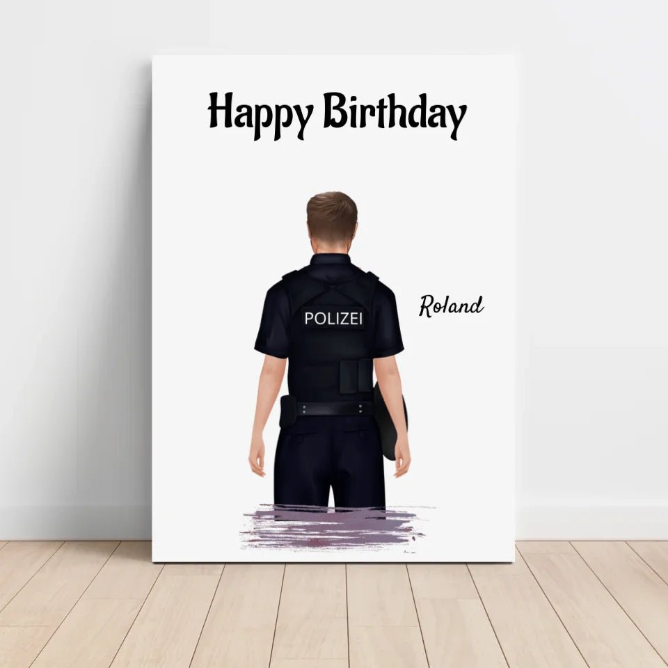 Polizist Mann Poster Geschenk personalisiert - Cantty