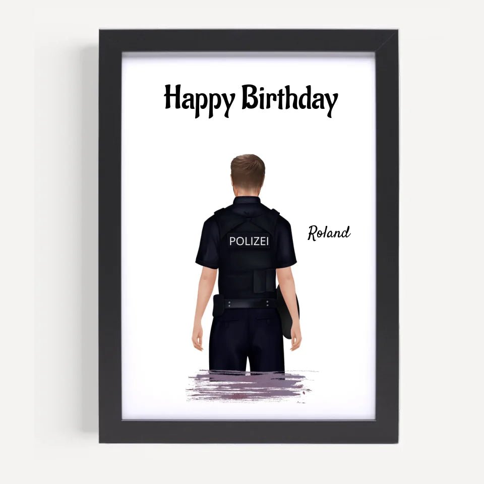 Polizist Mann Poster Geschenk personalisiert - Cantty