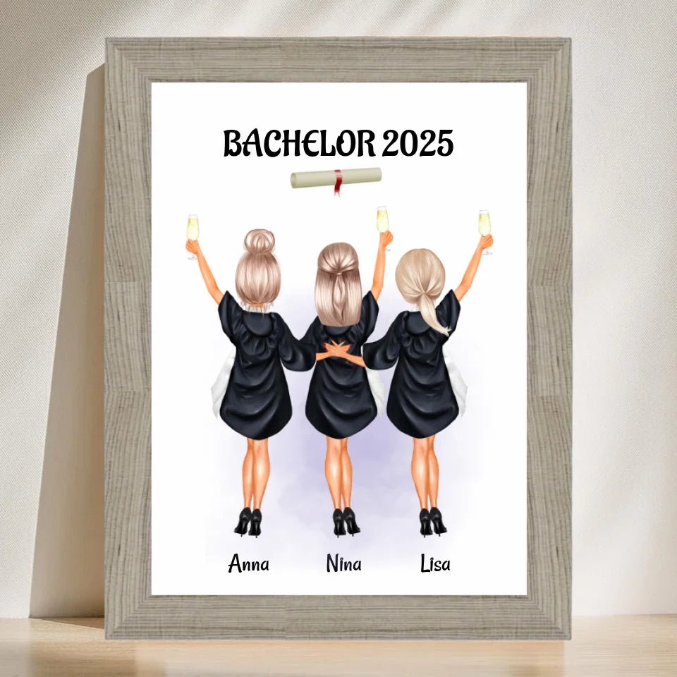 3 Freundinnen Abschluss Poster personalisiert - Cantty