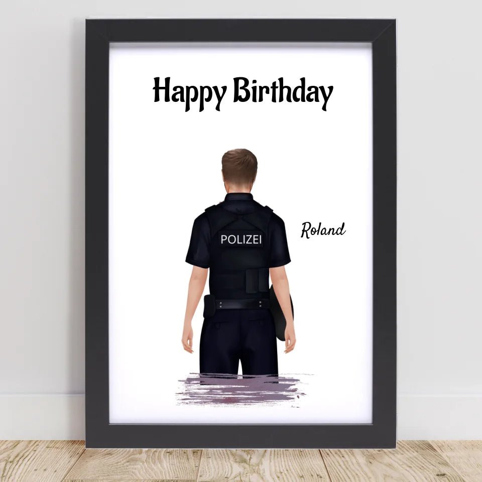 Polizist Mann Poster Geschenk personalisiert - Cantty