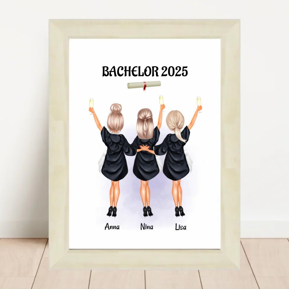 3 Freundinnen Abschluss Poster personalisiert - Cantty