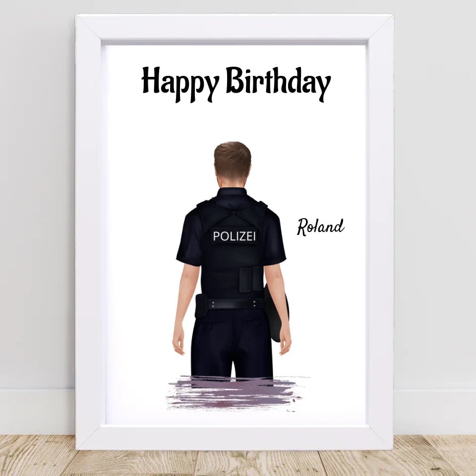 Polizist Mann Poster Geschenk personalisiert - Cantty