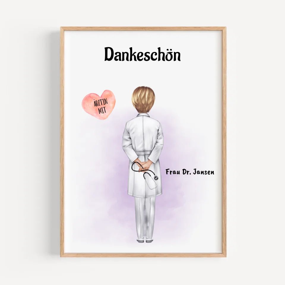 Ärztin mit Herz Poster personalisiert - Cantty