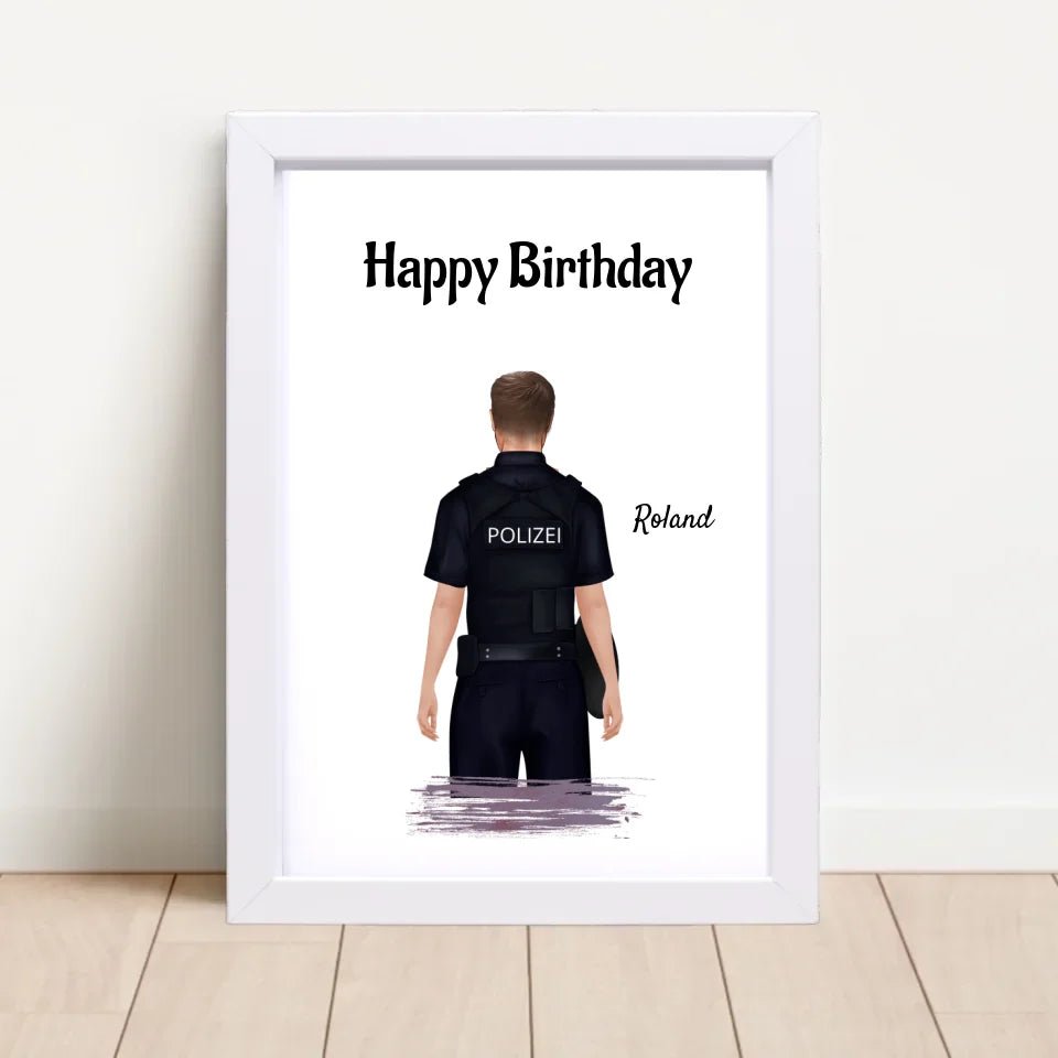 Polizist Mann Poster Geschenk personalisiert - Cantty