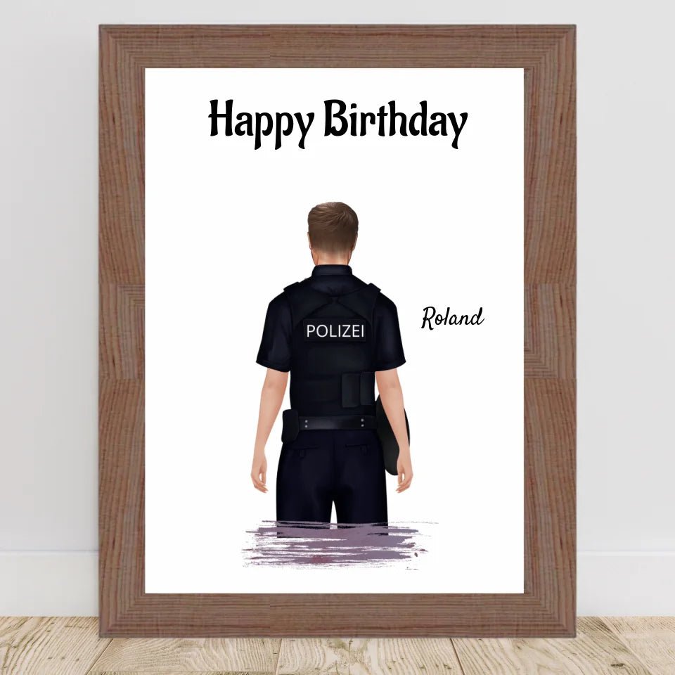 Polizist Mann Poster Geschenk personalisiert - Cantty