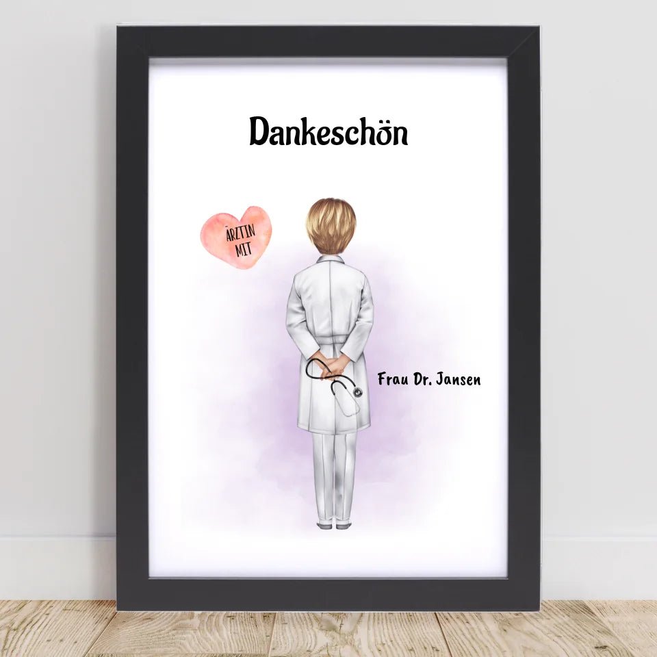 Ärztin mit Herz Poster personalisiert - Cantty
