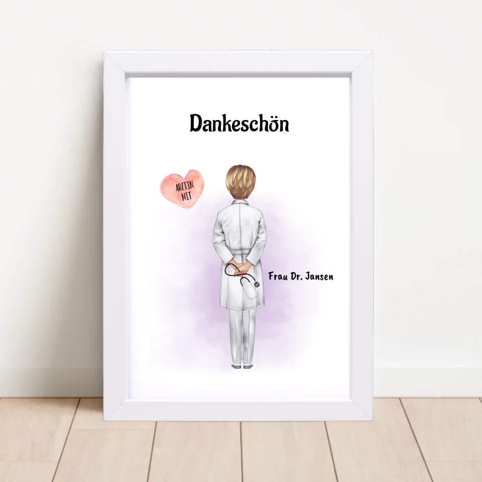 Ärztin mit Herz Poster personalisiert - Cantty