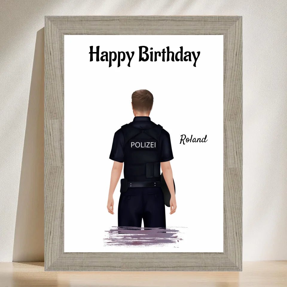 Polizist Mann Poster Geschenk personalisiert - Cantty