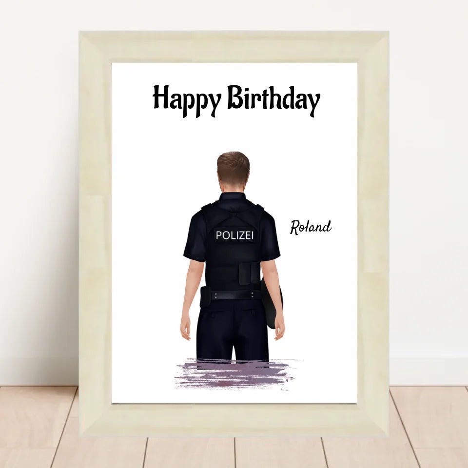 Polizist Mann Poster Geschenk personalisiert - Cantty