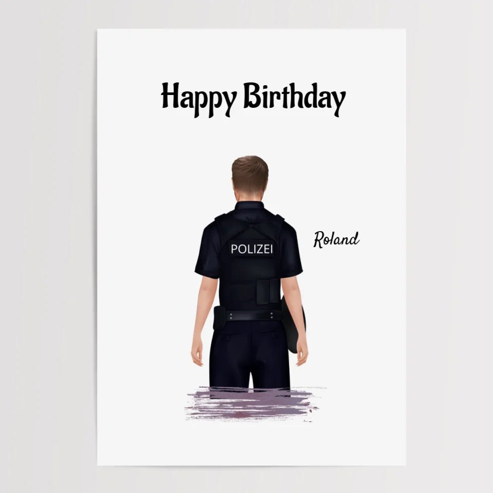 Polizist Mann Poster Geschenk personalisiert - Cantty
