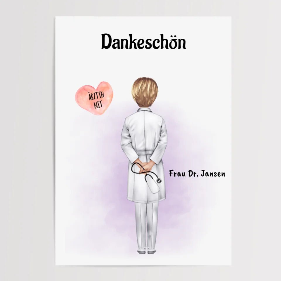 Ärztin mit Herz Poster personalisiert - Cantty