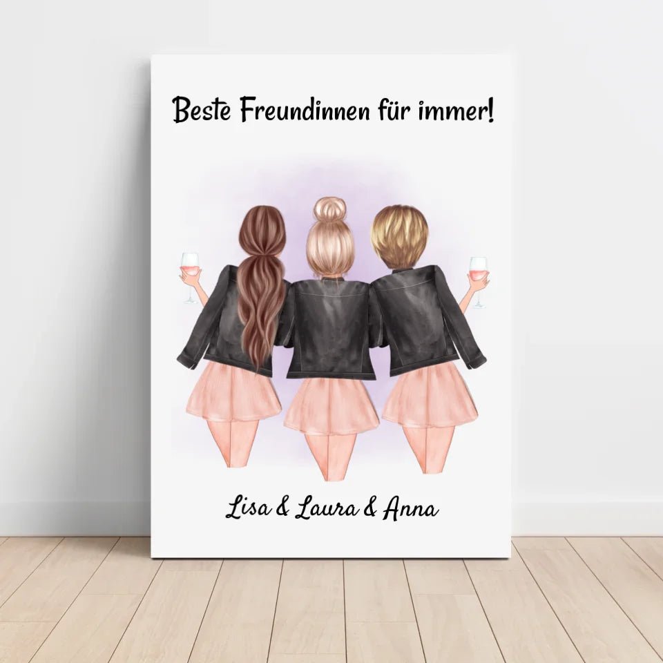3 Freundinnen Poster Geschenkidee personalisiert - Cantty