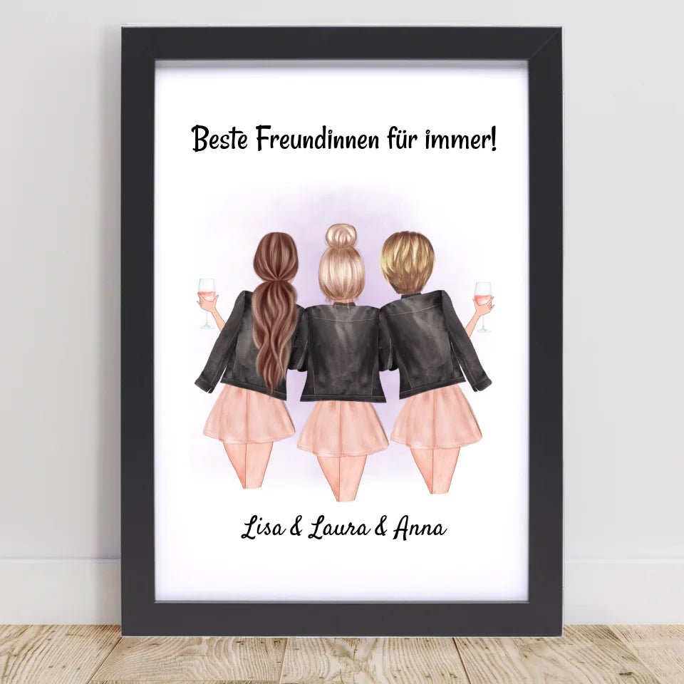3 Freundinnen Poster Geschenkidee personalisiert - Cantty
