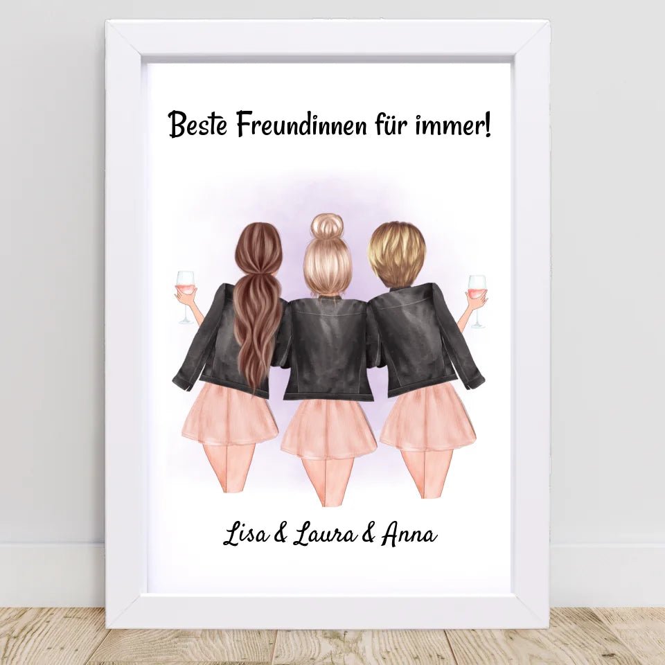 3 Freundinnen Poster Geschenkidee personalisiert - Cantty