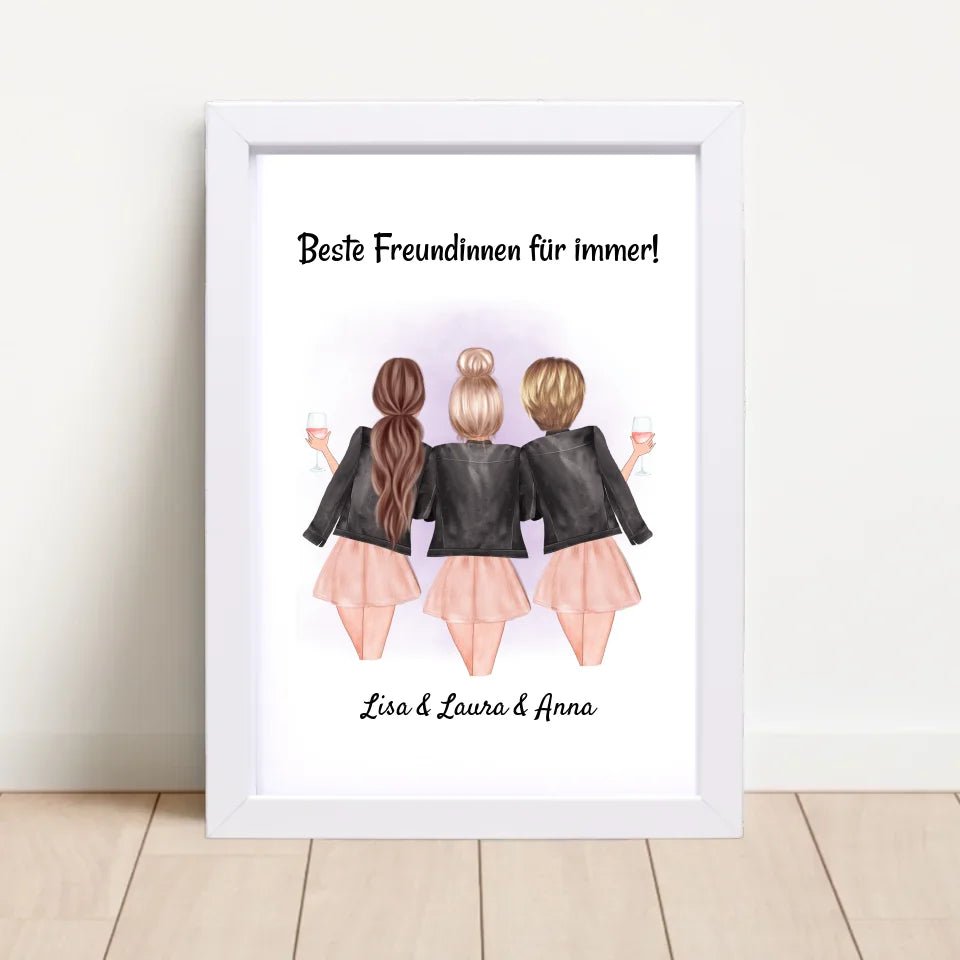 3 Freundinnen Poster Geschenkidee personalisiert - Cantty