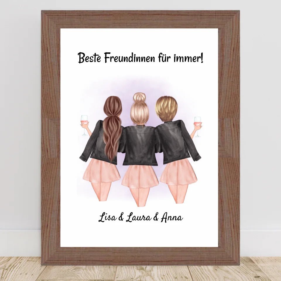 3 Freundinnen Poster Geschenkidee personalisiert - Cantty