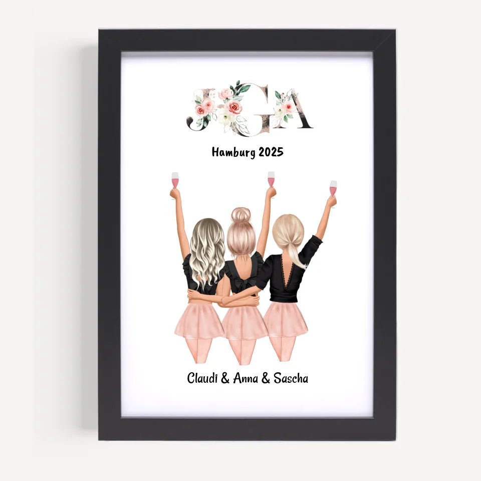 3 Freundinnen JGA Bild Geschenk - Cantty