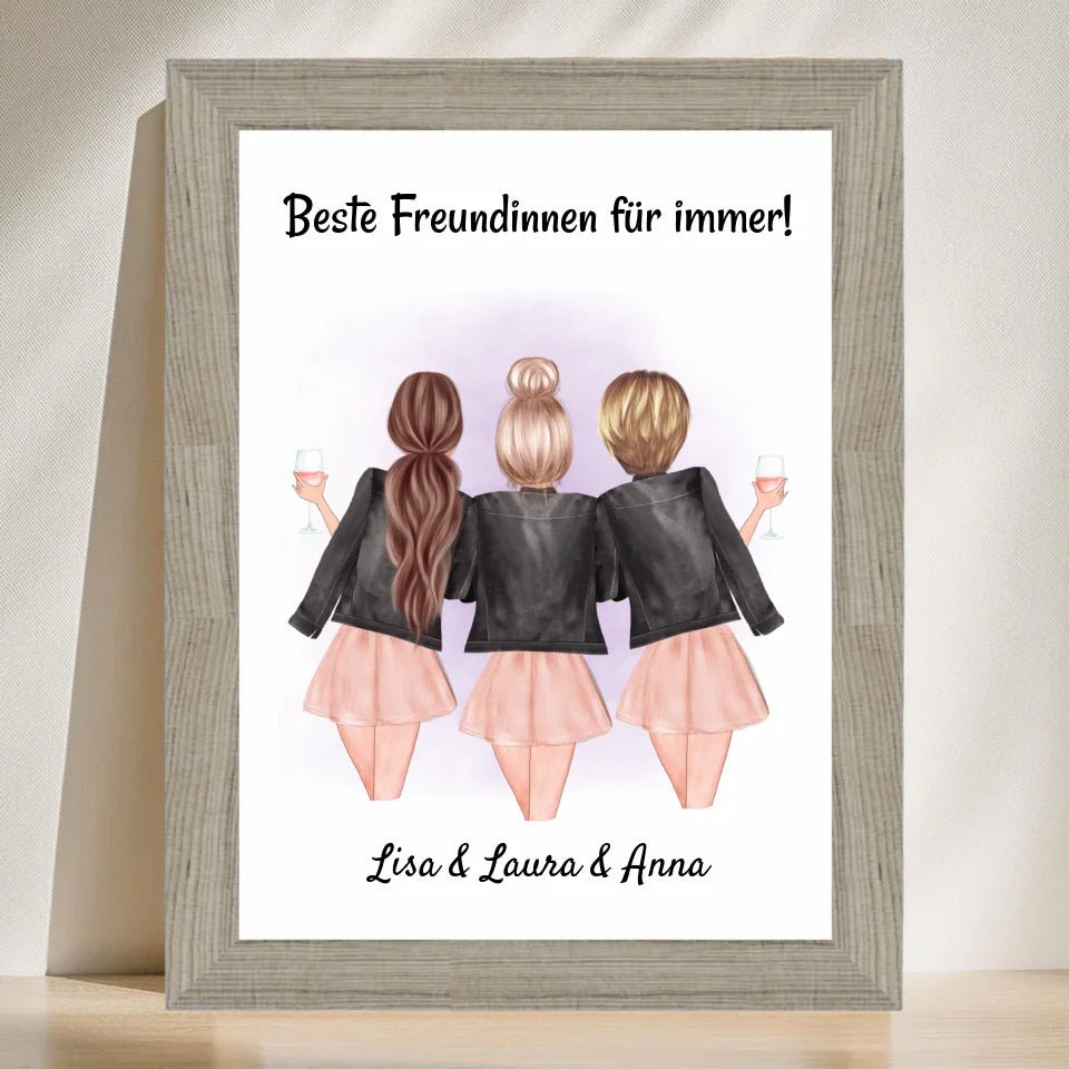 3 Freundinnen Poster Geschenkidee personalisiert - Cantty