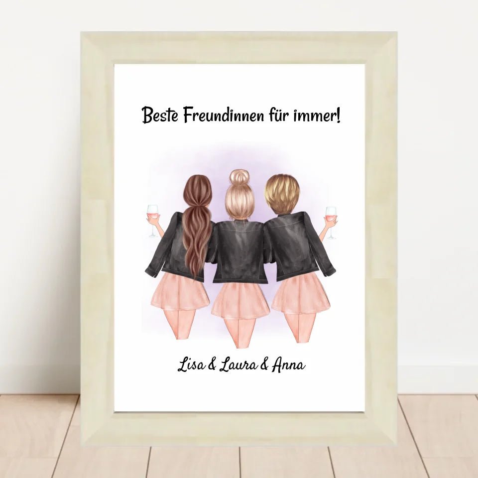 3 Freundinnen Poster Geschenkidee personalisiert - Cantty
