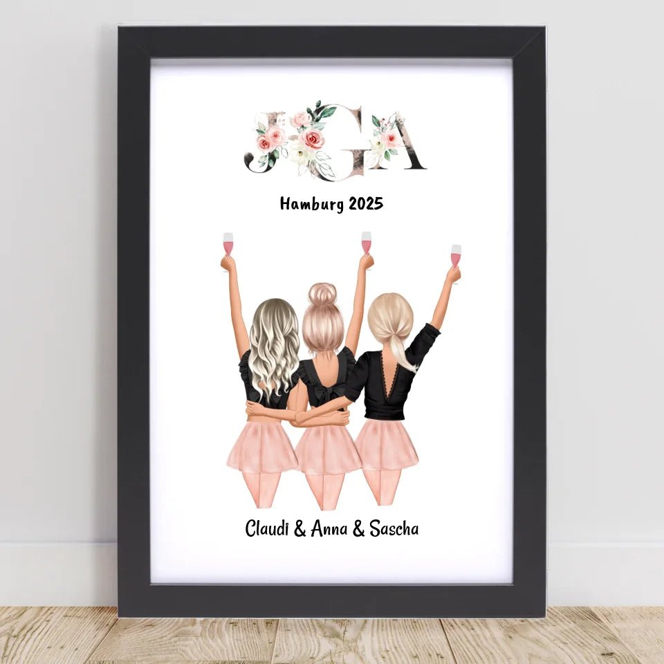 3 Freundinnen JGA Bild Geschenk - Cantty