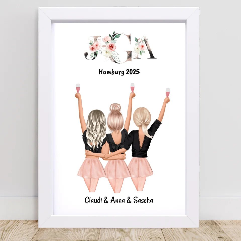 3 Freundinnen JGA Bild Geschenk - Cantty