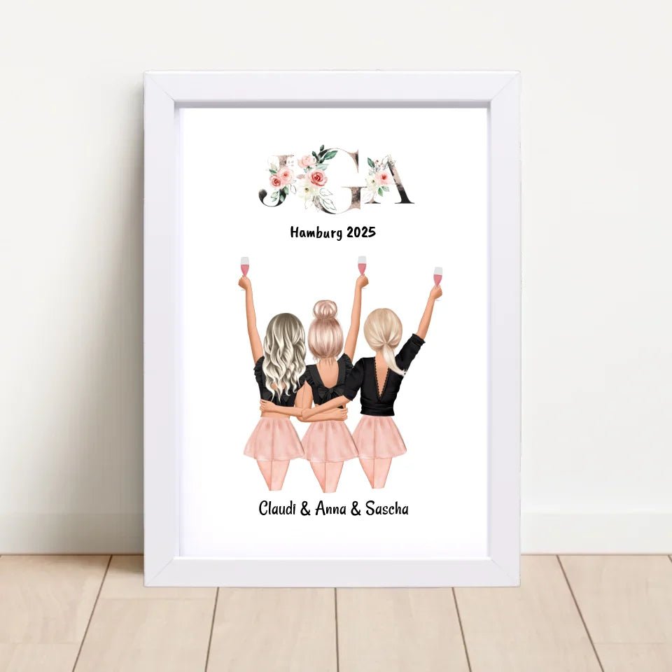 3 Freundinnen JGA Bild Geschenk - Cantty