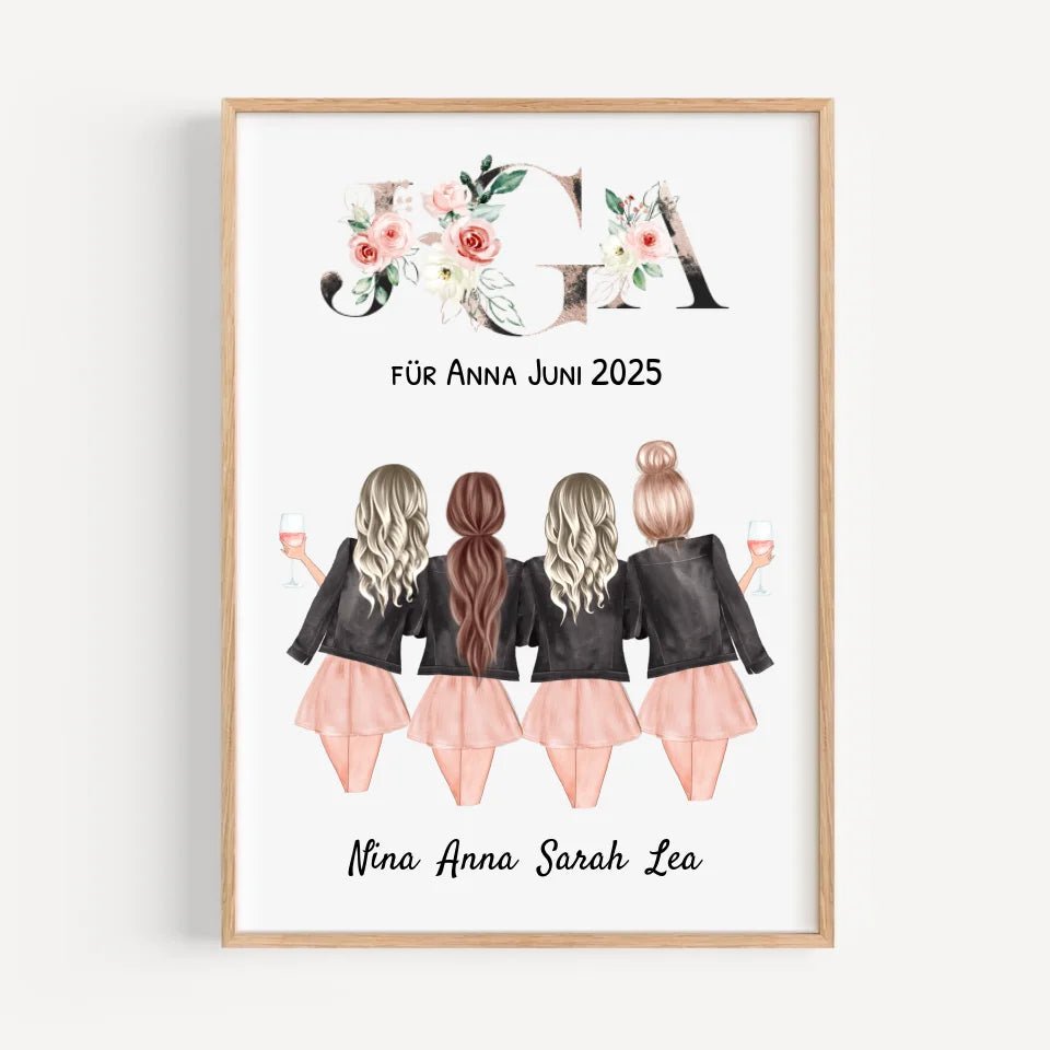 4 Freundin JGA Poster personalisiert - Cantty
