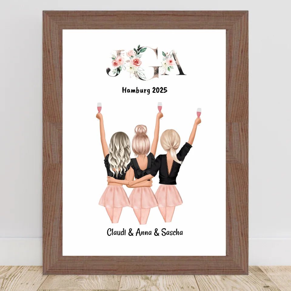 3 Freundinnen JGA Bild Geschenk - Cantty