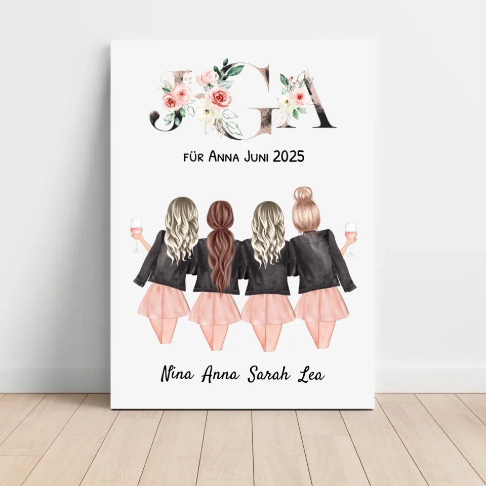 4 Freundin JGA Poster personalisiert - Cantty