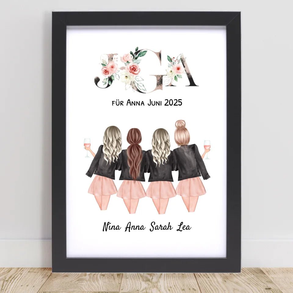 4 Freundin JGA Poster personalisiert - Cantty