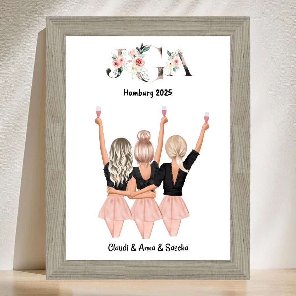 3 Freundinnen JGA Bild Geschenk - Cantty