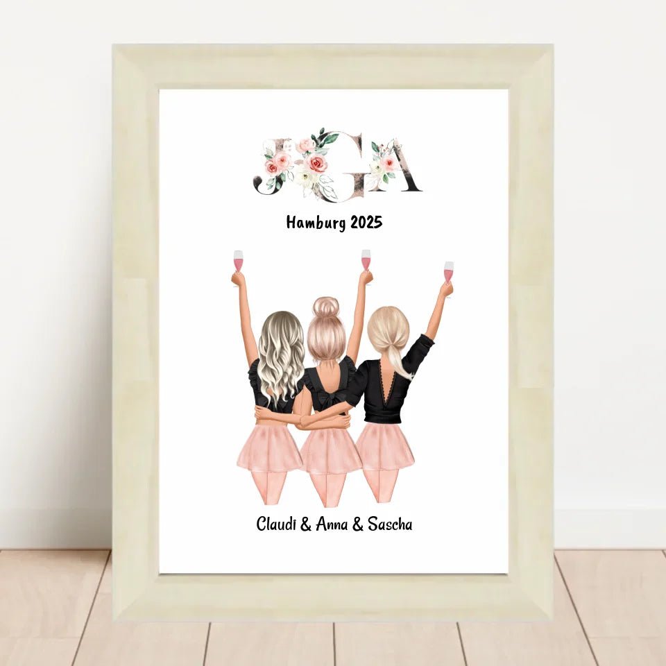 3 Freundinnen JGA Bild Geschenk - Cantty