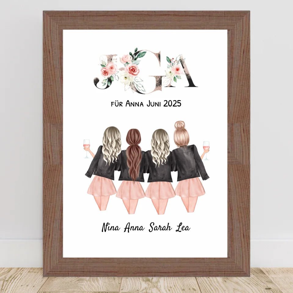 4 Freundin JGA Poster personalisiert - Cantty