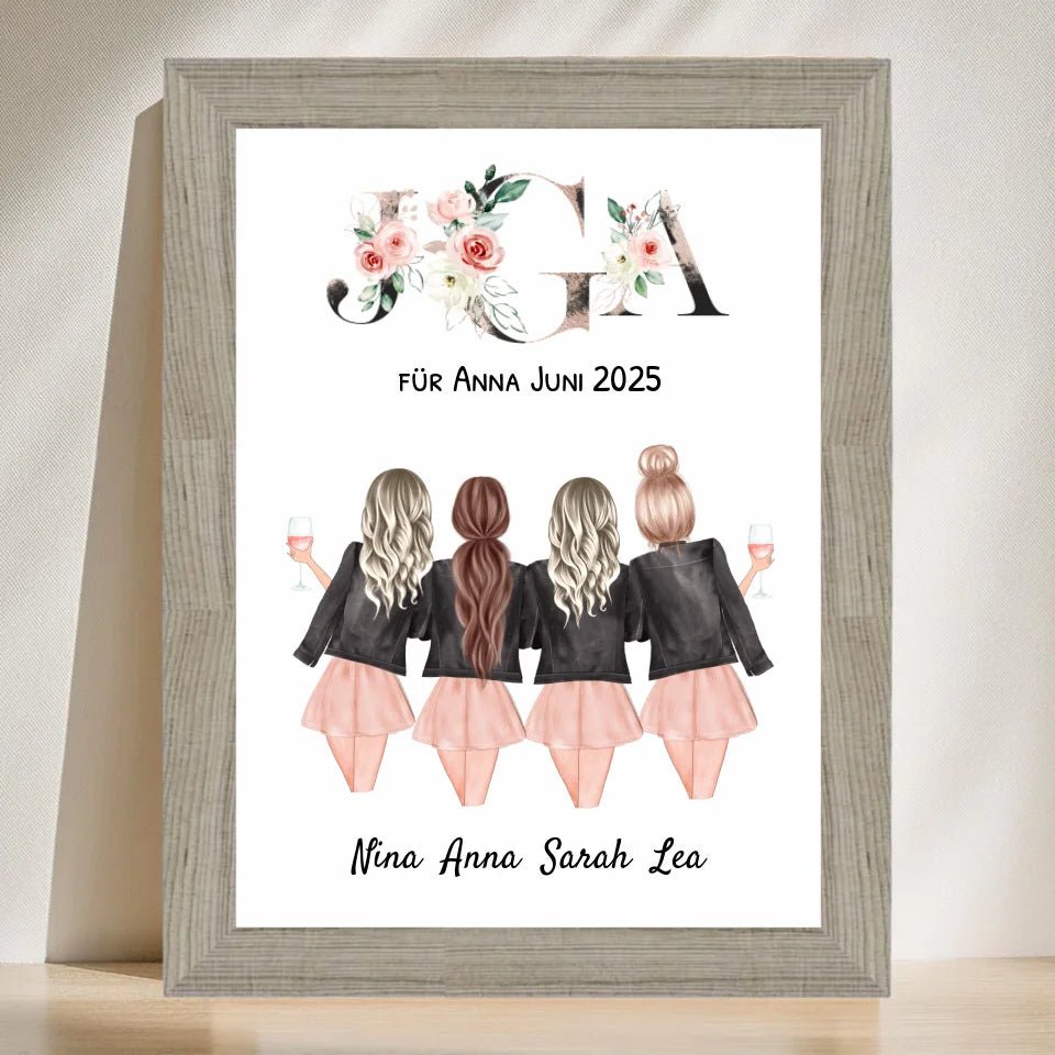 4 Freundin JGA Poster personalisiert - Cantty