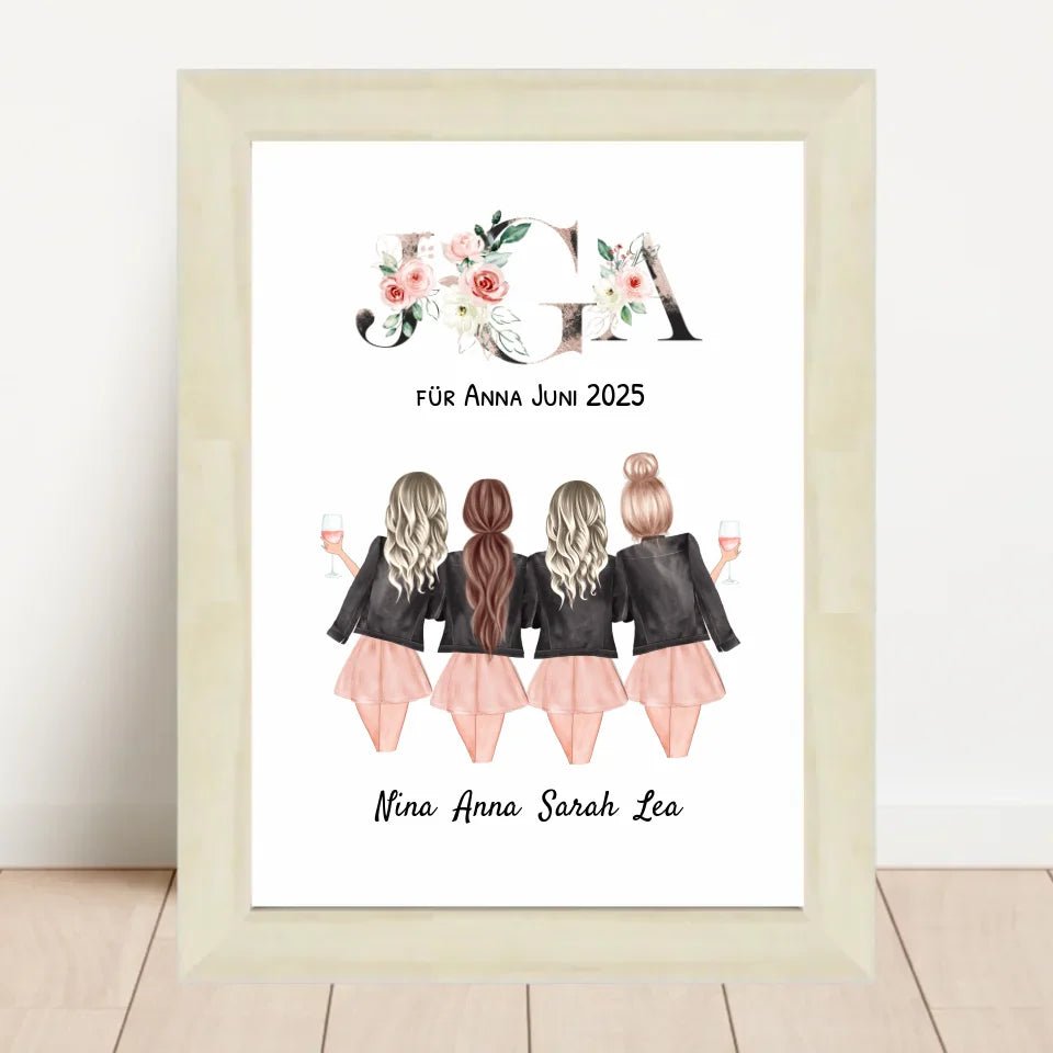4 Freundin JGA Poster personalisiert - Cantty
