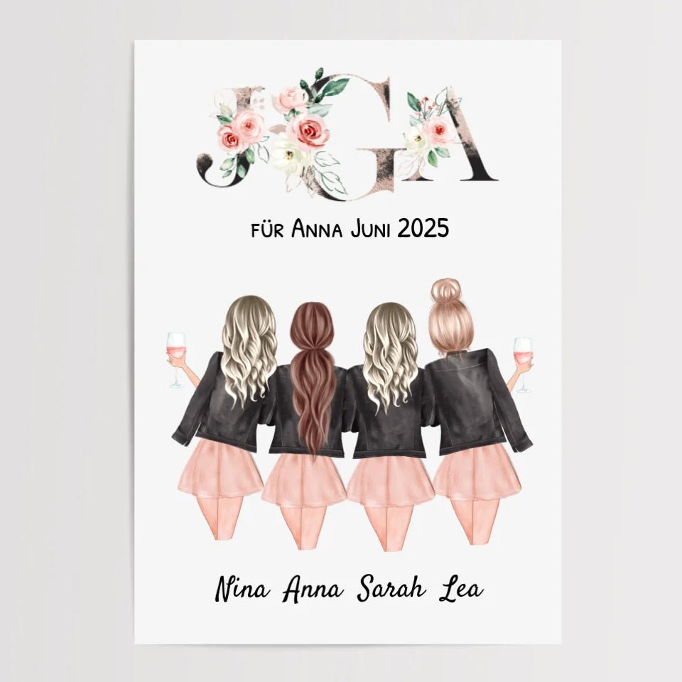 4 Freundin JGA Poster personalisiert - Cantty