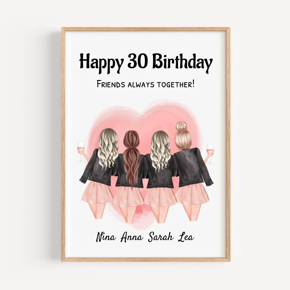 Geburtstag Geschenk 4 Freundin Poster personalisiert mit Namen & Spruch - Cantty