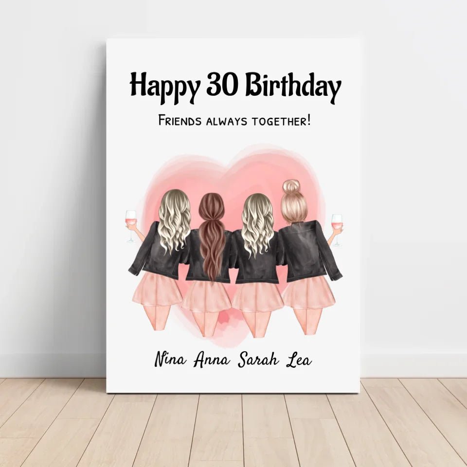 Geburtstag Geschenk 4 Freundin Poster personalisiert mit Namen & Spruch - Cantty