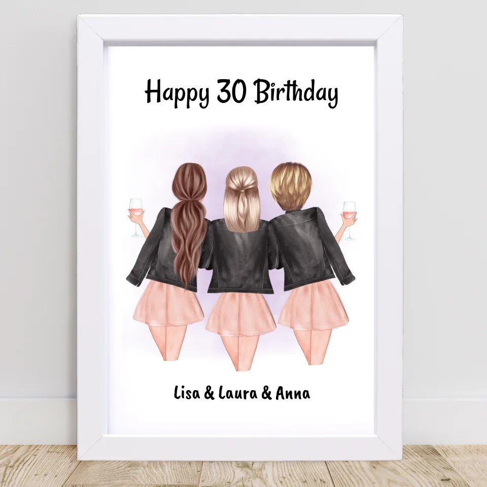 3 Freundinnen Poster Geschenk personalisiert zum Geburtstag - Cantty