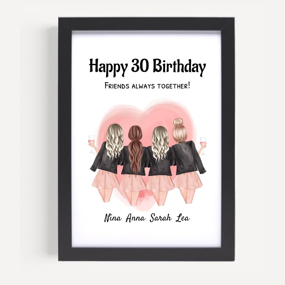 Geburtstag Geschenk 4 Freundin Poster personalisiert mit Namen & Spruch - Cantty