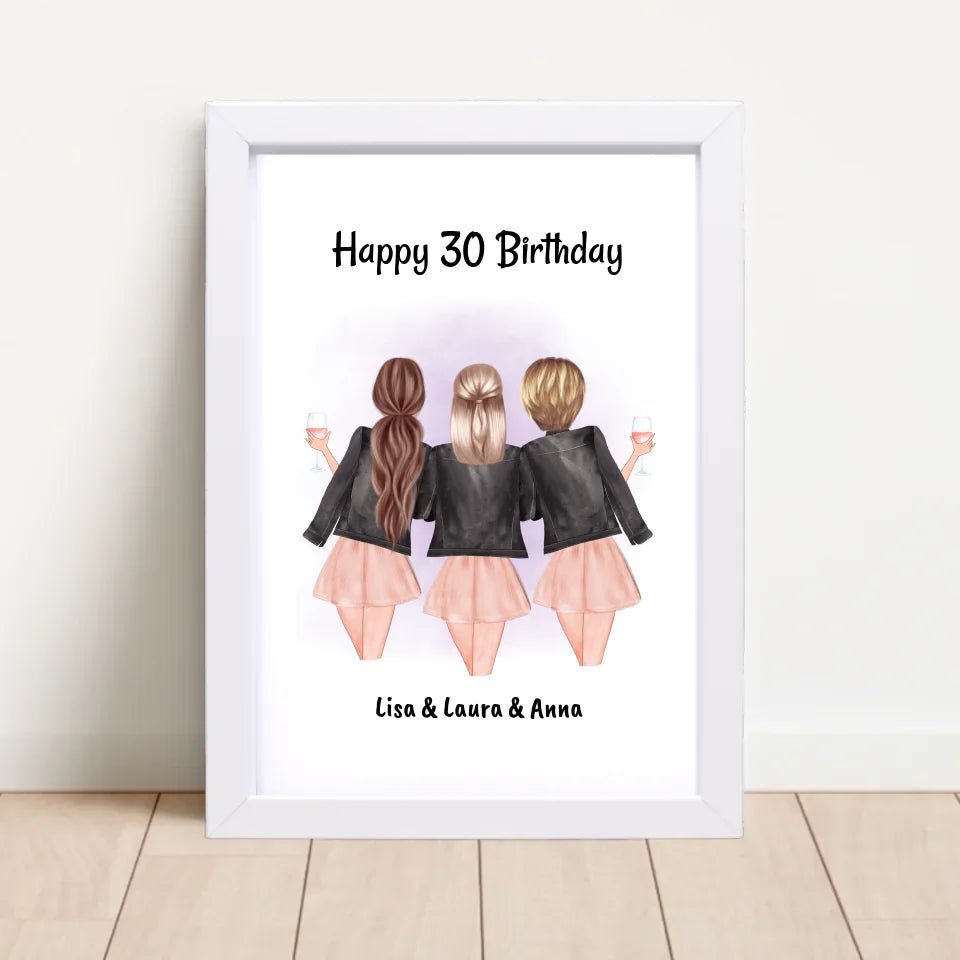 3 Freundinnen Poster Geschenk personalisiert zum Geburtstag - Cantty