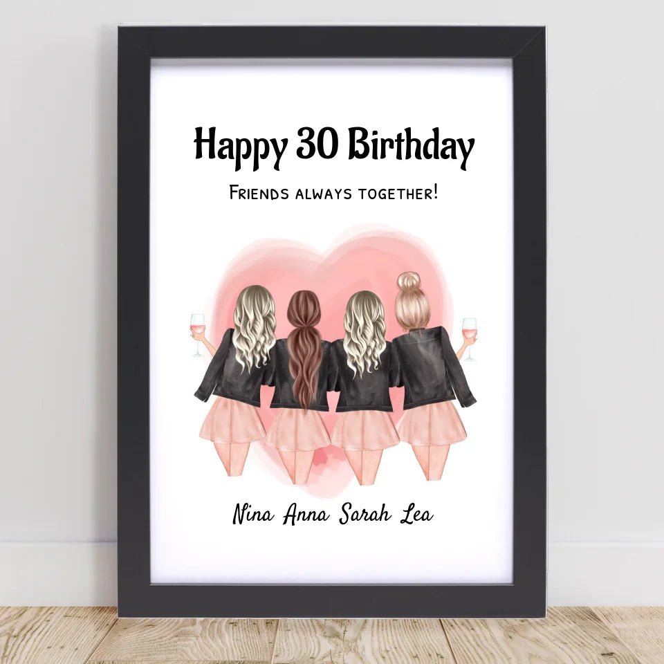 Geburtstag Geschenk 4 Freundin Poster personalisiert mit Namen & Spruch - Cantty