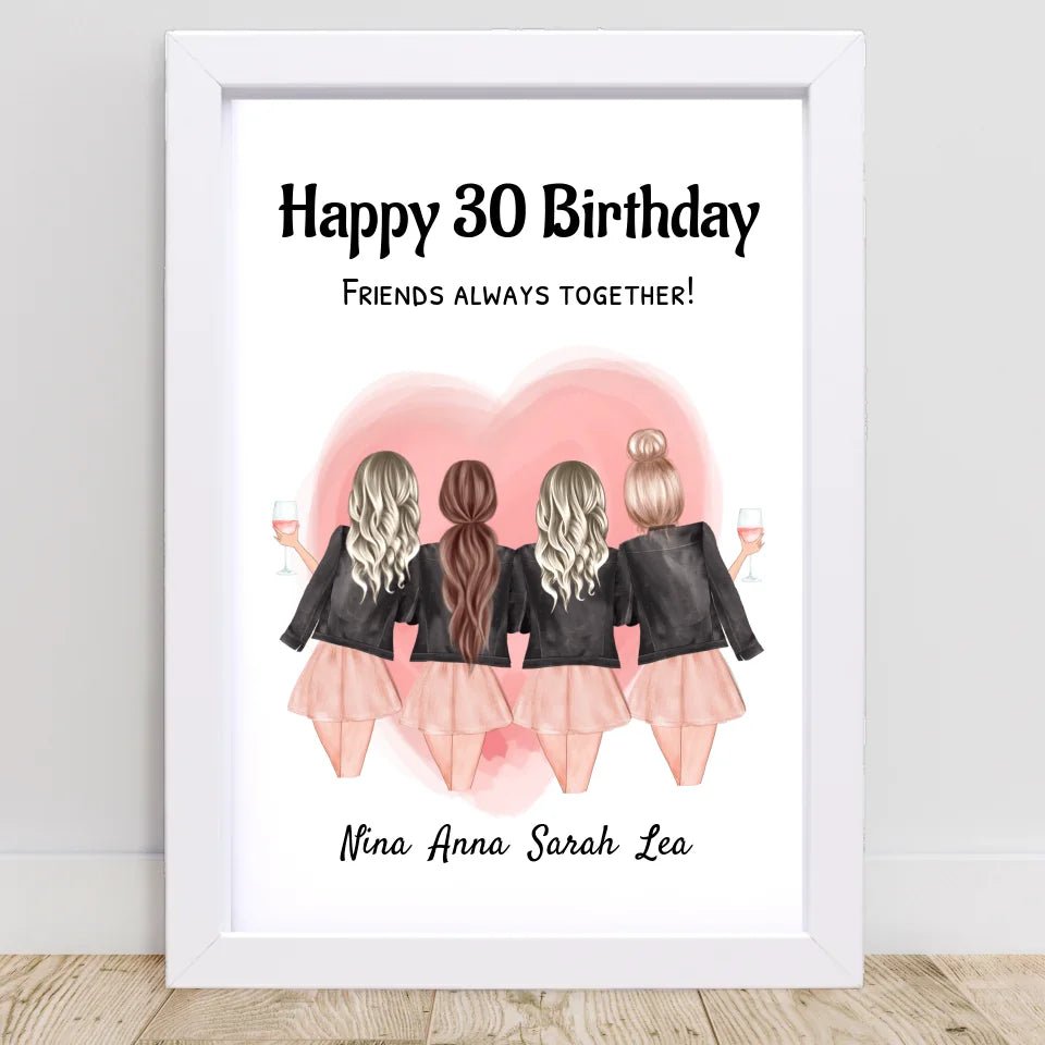 Geburtstag Geschenk 4 Freundin Poster personalisiert mit Namen & Spruch - Cantty